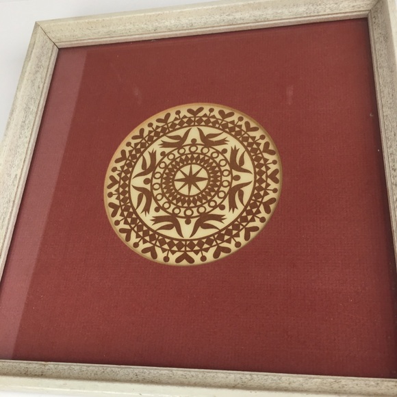 Cut Paper Design Stencil Matted Framed Picture Birds Heart Star Handcrafted VTG - Picture 5 of 11